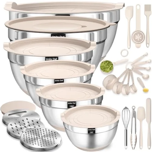 Mixing Bowls with Airtight Lids Set, 26PCS Stainless Steel