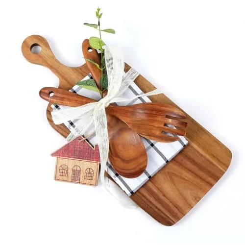 Wooden Cutting Board Set with Utensils