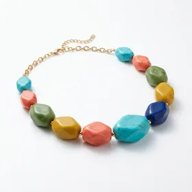 Abiotp Boho Colorful Chunky Resin Statement Choker Necklace
